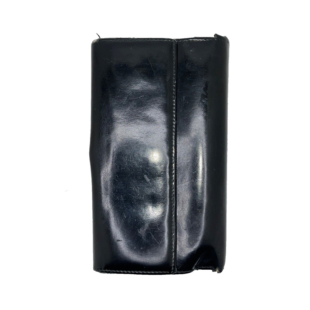 Salvatore Ferragamo Gancini Wallet Black Leather Silver Hardware Italy - Picture 7 of 10